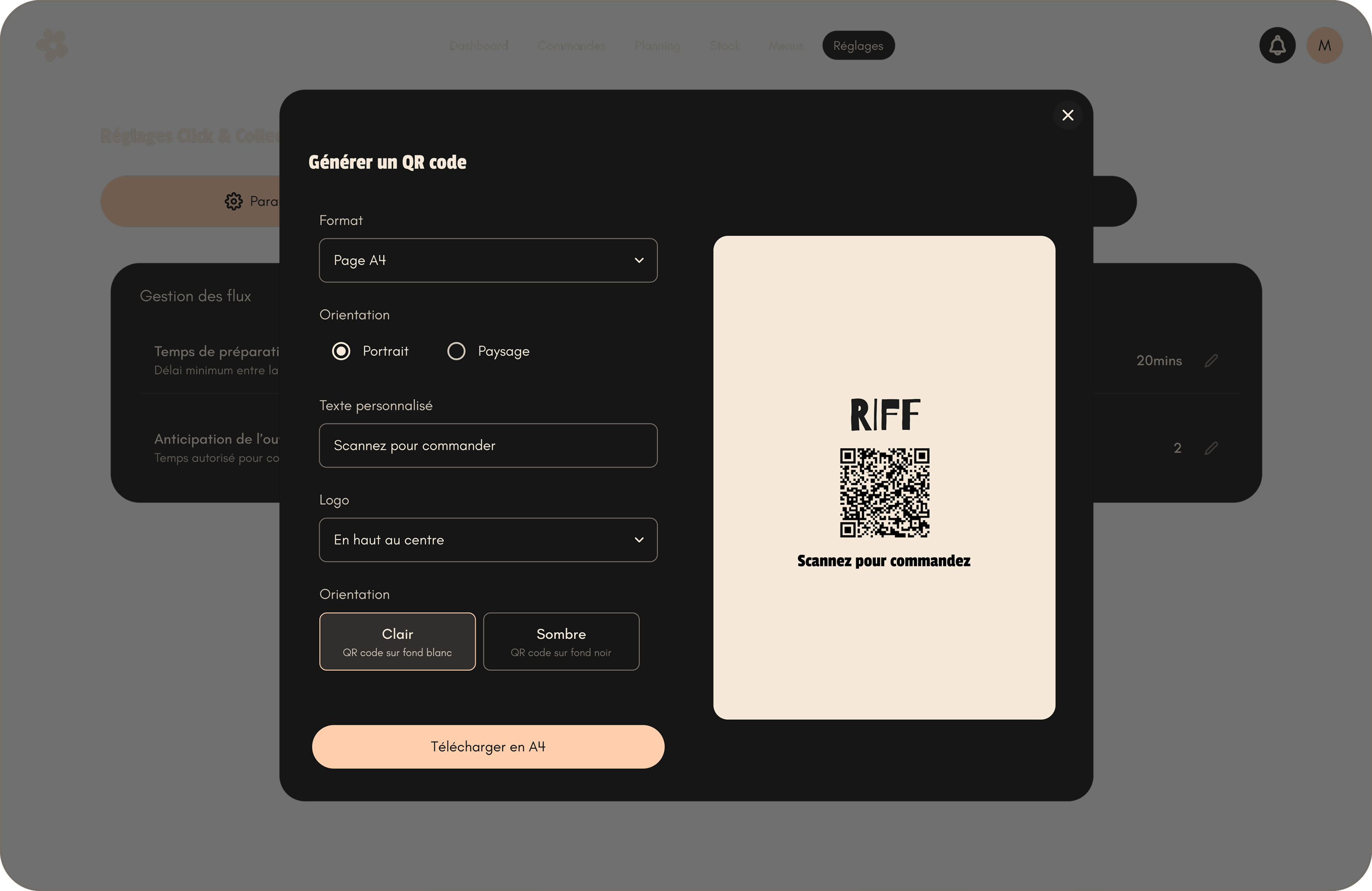 QR Code et borne de commande pour food truck