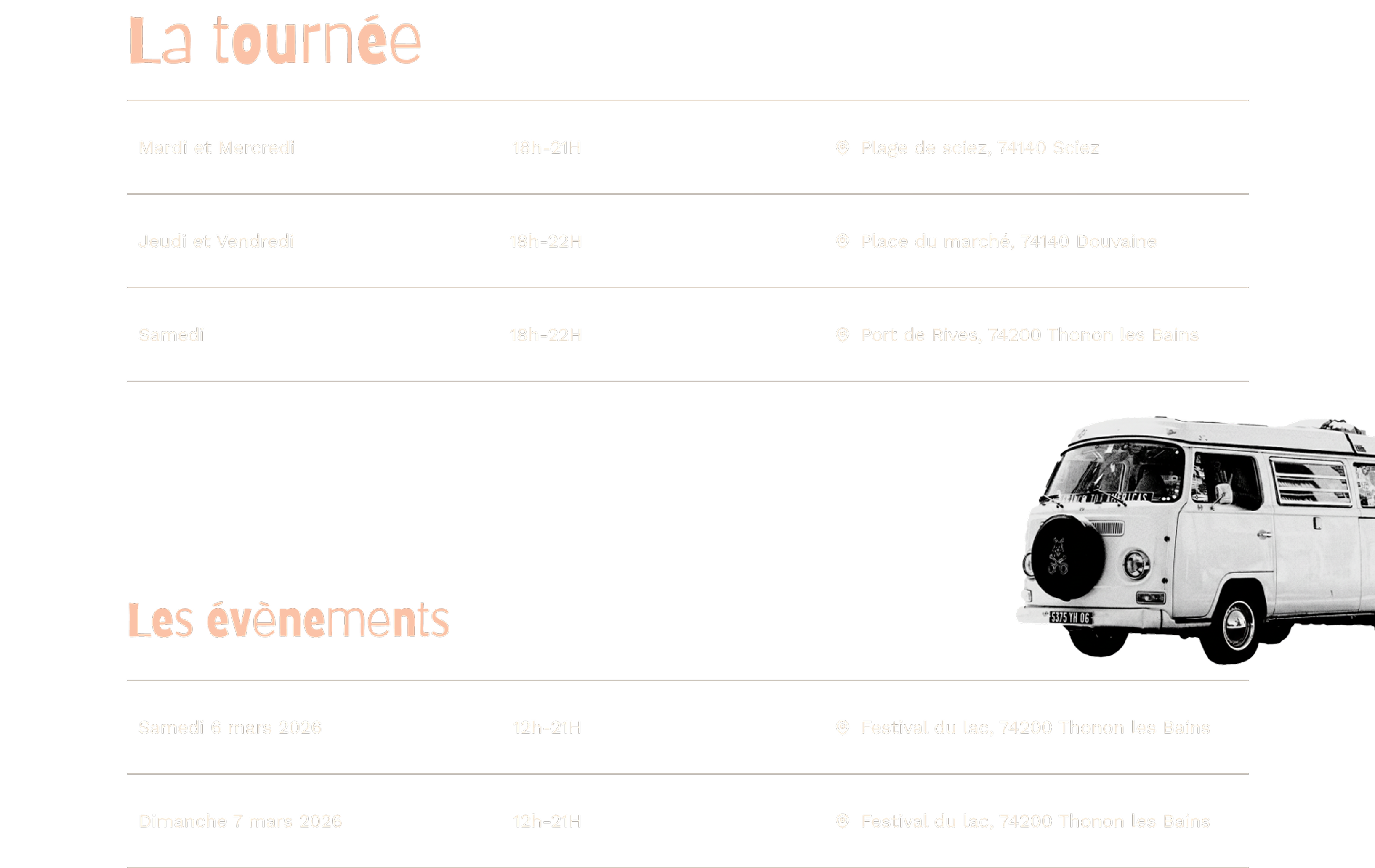 Vos tournées en direct scroll